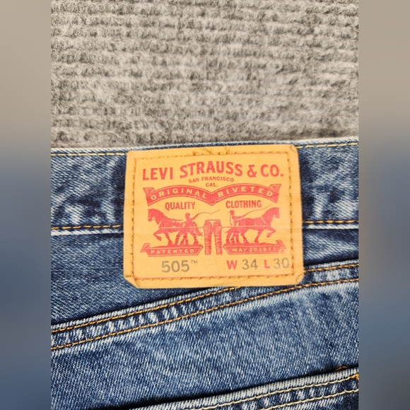Levi’s 505 Regular Fit Jeans Blue Medium Wash Straight Mens Size 34x30(29) - Picture 10 of 12